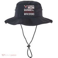 Warning My Son Beats People With Sticks Lacrosse Mom Bucket Hat thumb 0