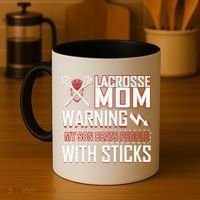Warning My Son Beats People With Sticks Lacrosse Mom Coffee Mug thumb 4