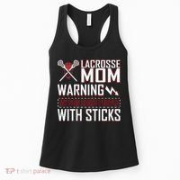 Warning My Son Beats People With Sticks Lacrosse Mom Women's Tank Top thumb 0