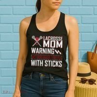 Warning My Son Beats People With Sticks Lacrosse Mom Women's Tank Top thumb 2