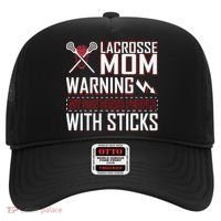 Warning My Son Beats People With Sticks Lacrosse Mom Hat thumb 0