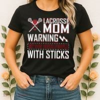 Warning My Son Beats People With Sticks Lacrosse Mom Women's T-Shirt thumb 2