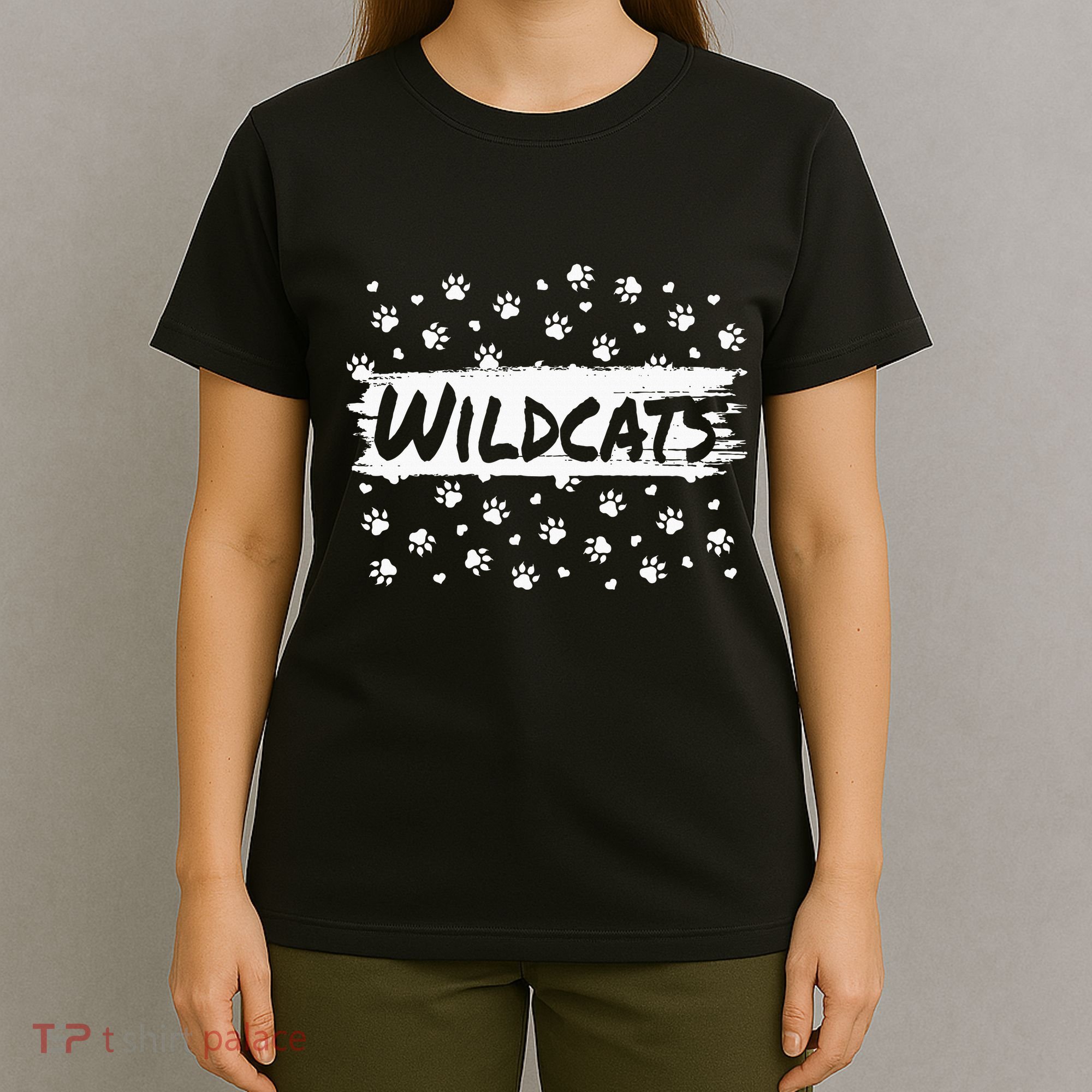 Wildcats Mascot School Spirit Back To School Footprint Squad T-Shirt
