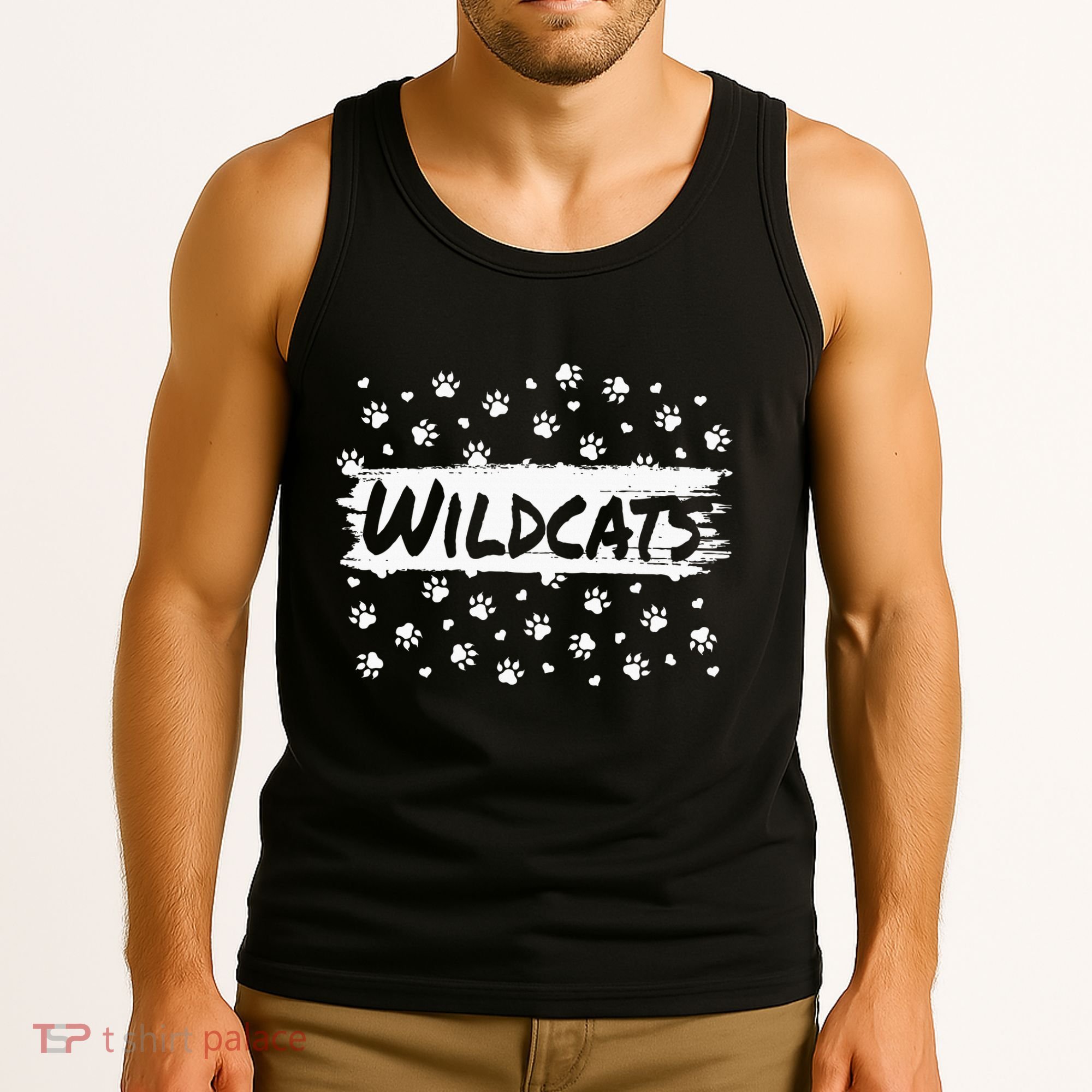 Wildcats Mascot School Spirit Back To School Footprint Squad Tank Top