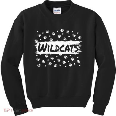 Wildcats Mascot School Spirit Back To School Footprint Squad Kids Sweatshirt