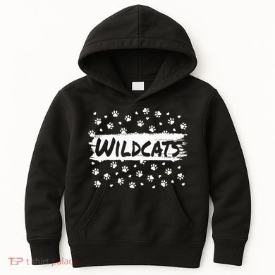 Wildcats Mascot School Spirit Back To School Footprint Squad Kids Hoodie