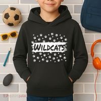 Wildcats Mascot School Spirit Back To School Footprint Squad Kids Hoodie thumb 2