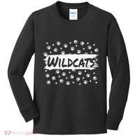 Wildcats Mascot School Spirit Back To School Footprint Squad Kids Long Sleeve Shirt thumb 0