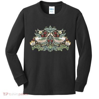 William Morris Strawberry Thief Bird Kids Long Sleeve Shirt