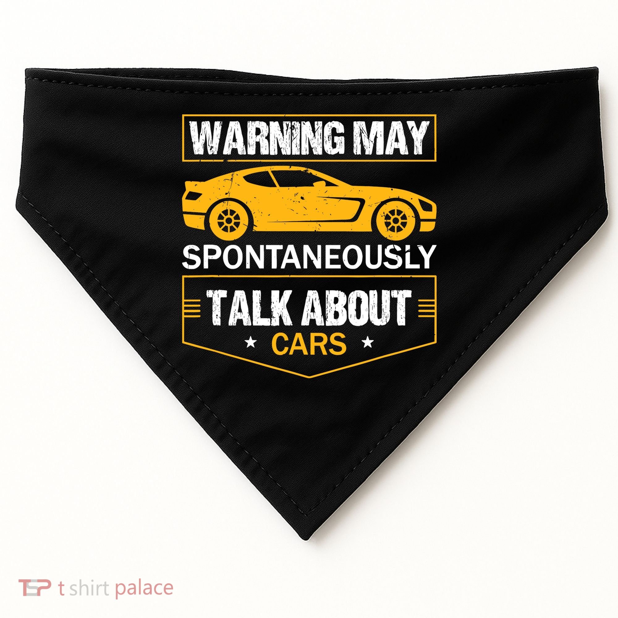 Warning May Spontaneously Start Talking About Cars Salesman USA-Made Doggie Bandana