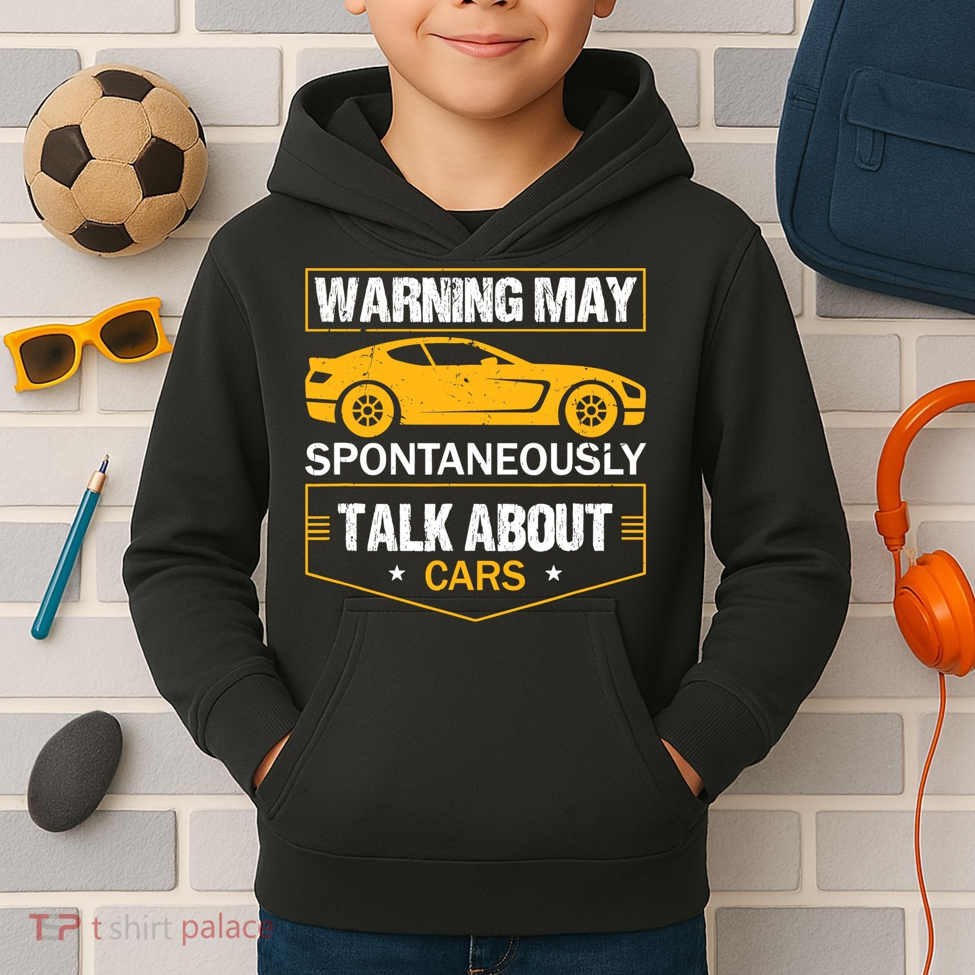 Warning May Spontaneously Start Talking About Cars Salesman Kids Hoodie