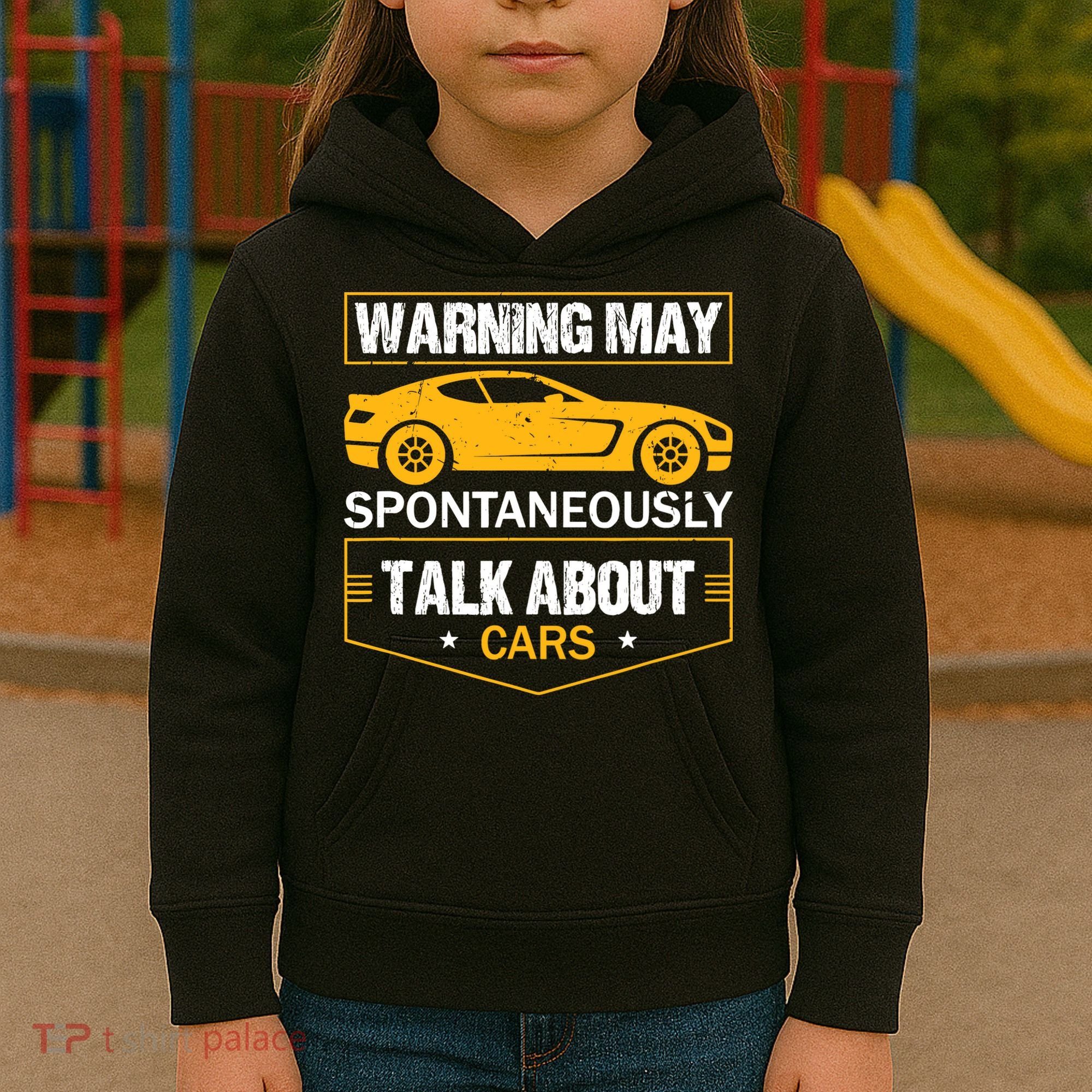 Warning May Spontaneously Start Talking About Cars Salesman Kids Hoodie
