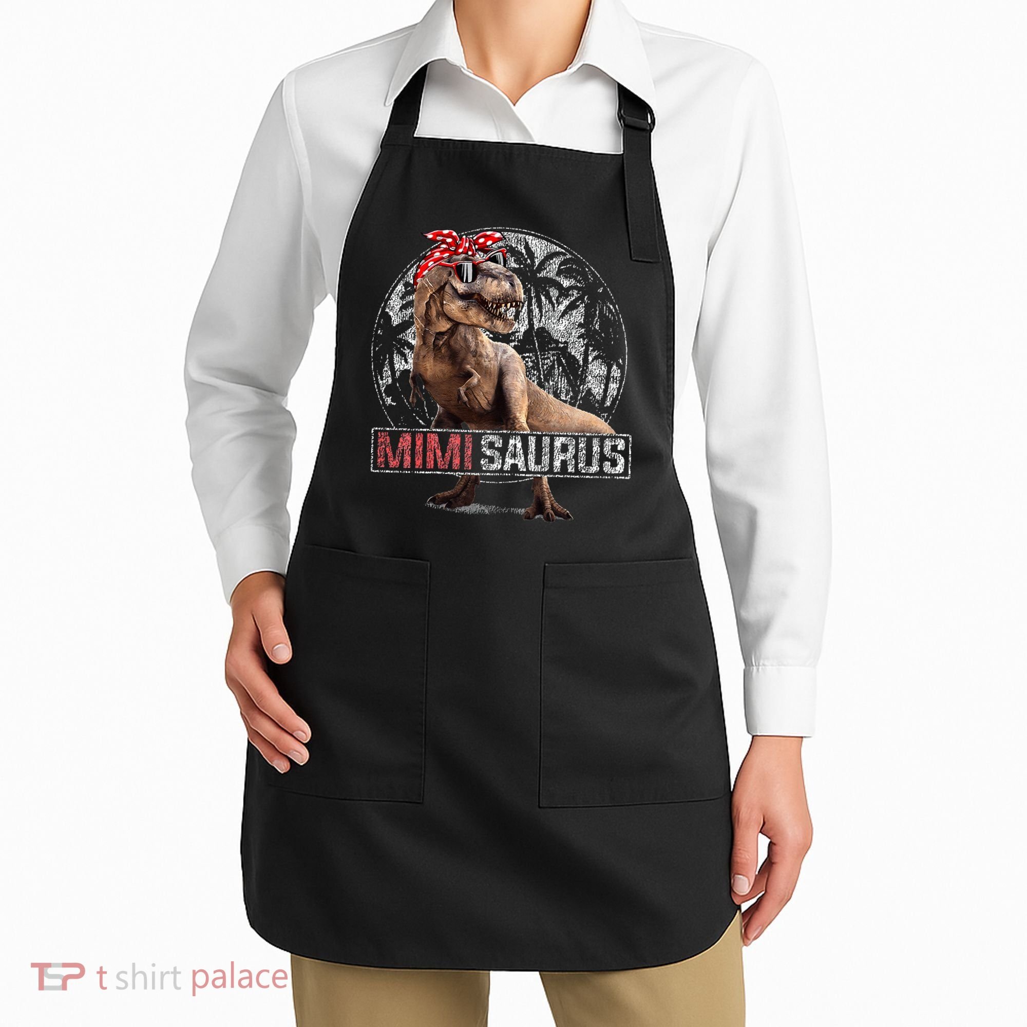 Womens Mimisaurus T Rex Dinosaur Funny Mimi Saurus Family Matching Apron