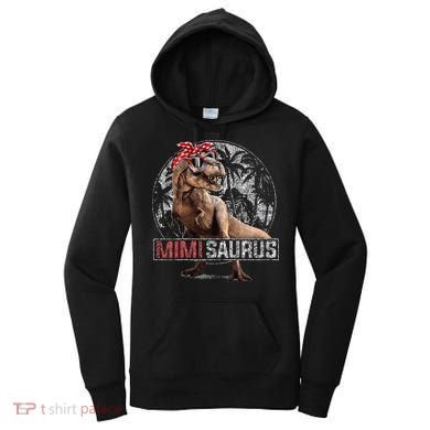 Womens Mimisaurus T Rex Dinosaur Funny Mimi Saurus Family Matching Women's Hoodie