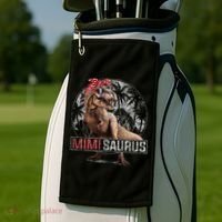 Womens Mimisaurus T Rex Dinosaur Funny Mimi Saurus Family Matching Golf Towel thumb 2