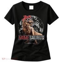 Womens Mimisaurus T Rex Dinosaur Funny Mimi Saurus Family Matching Women's T-Shirt thumb 0