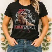 Womens Mimisaurus T Rex Dinosaur Funny Mimi Saurus Family Matching Women's T-Shirt thumb 2