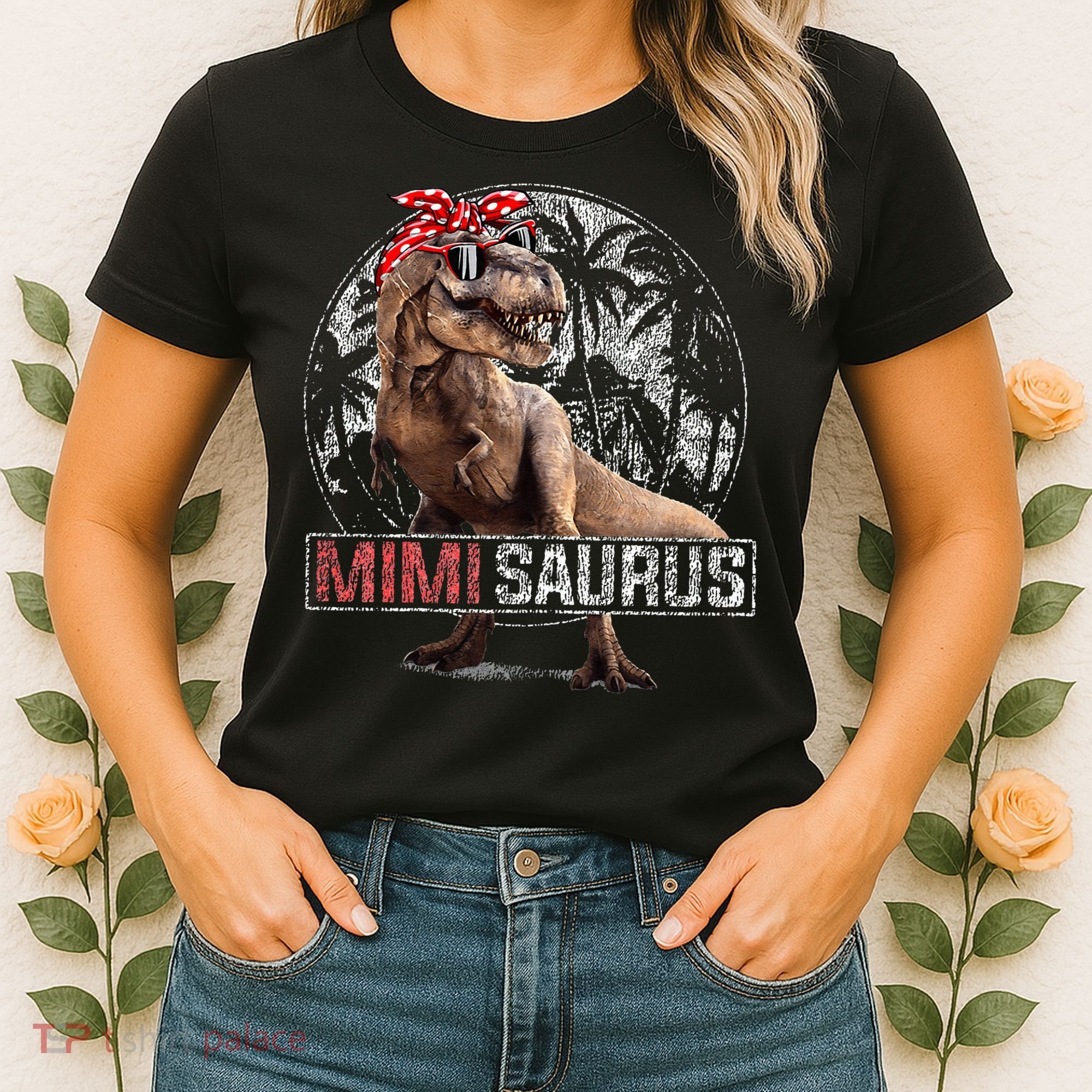 Womens Mimisaurus T Rex Dinosaur Funny Mimi Saurus Family Matching Women's T-Shirt