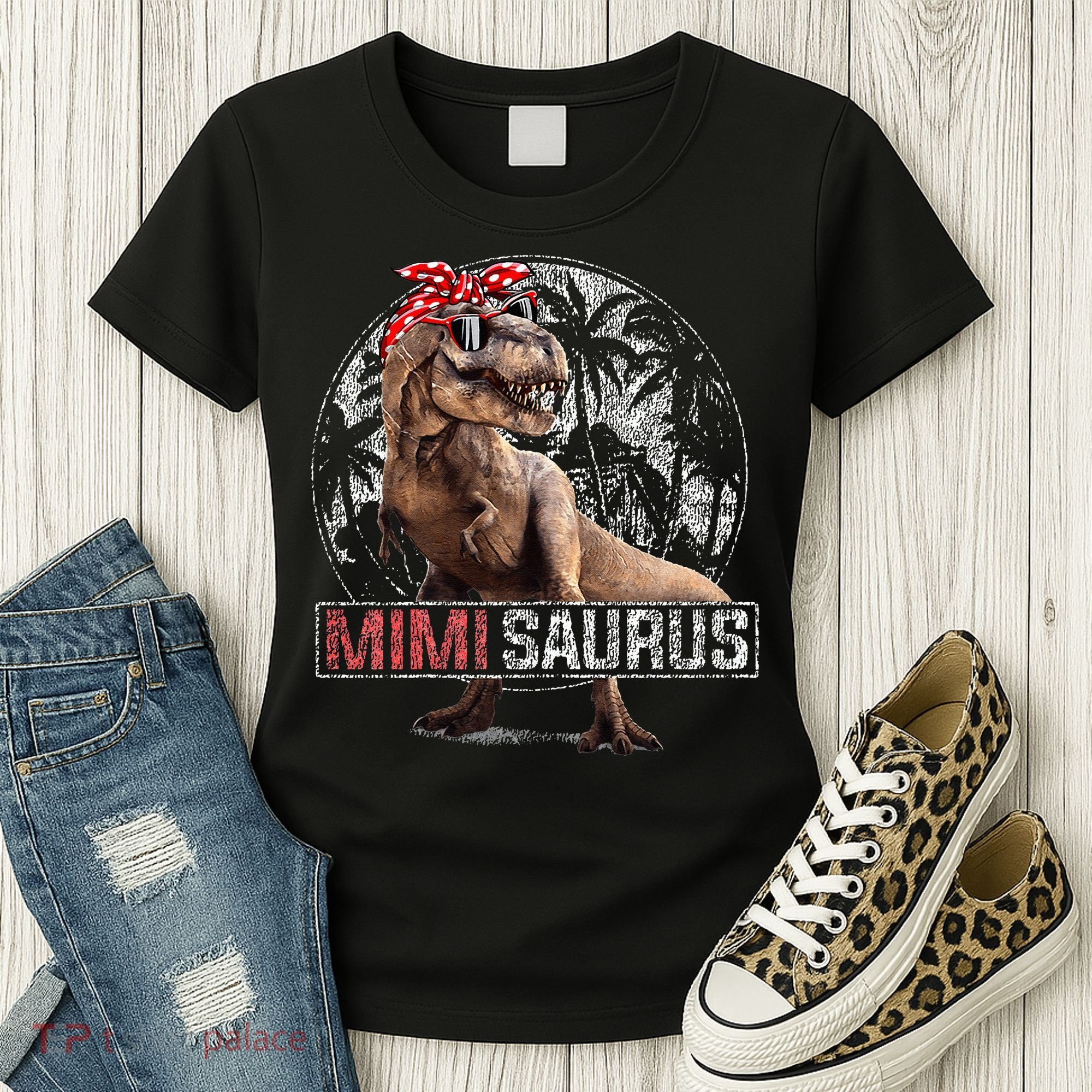 Womens Mimisaurus T Rex Dinosaur Funny Mimi Saurus Family Matching Women's T-Shirt