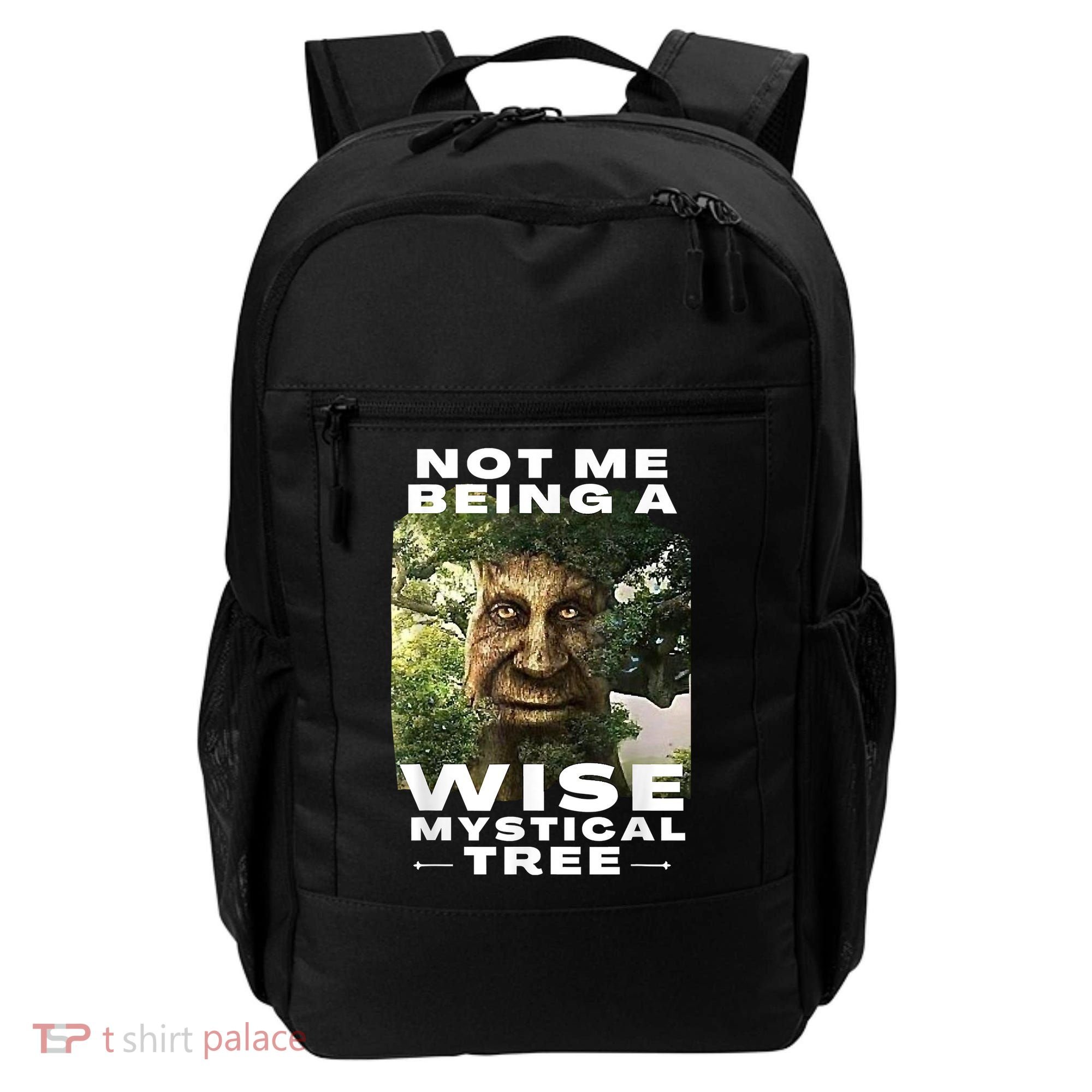 Wise Mystical Tree Face Old Mythical Oak Tree Funny Meme Backpack