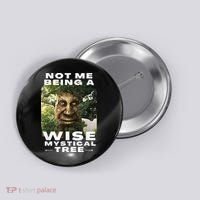 Wise Mystical Tree Face Old Mythical Oak Tree Funny Meme Button thumb 0