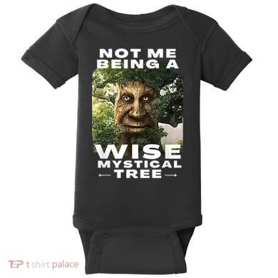 Wise Mystical Tree Face Old Mythical Oak Tree Funny Meme Baby Bodysuit