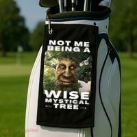 Wise Mystical Tree Face Old Mythical Oak Tree Funny Meme Golf Towel thumb 2