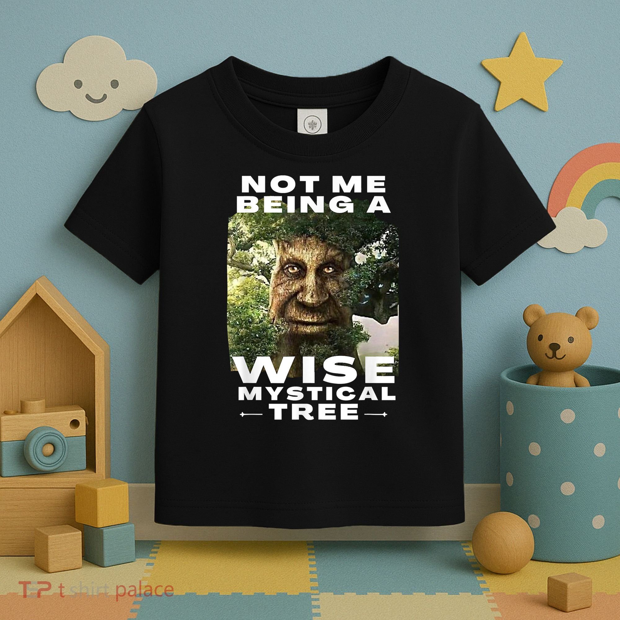 Wise Mystical Tree Face Old Mythical Oak Tree Funny Meme Toddler T-Shirt