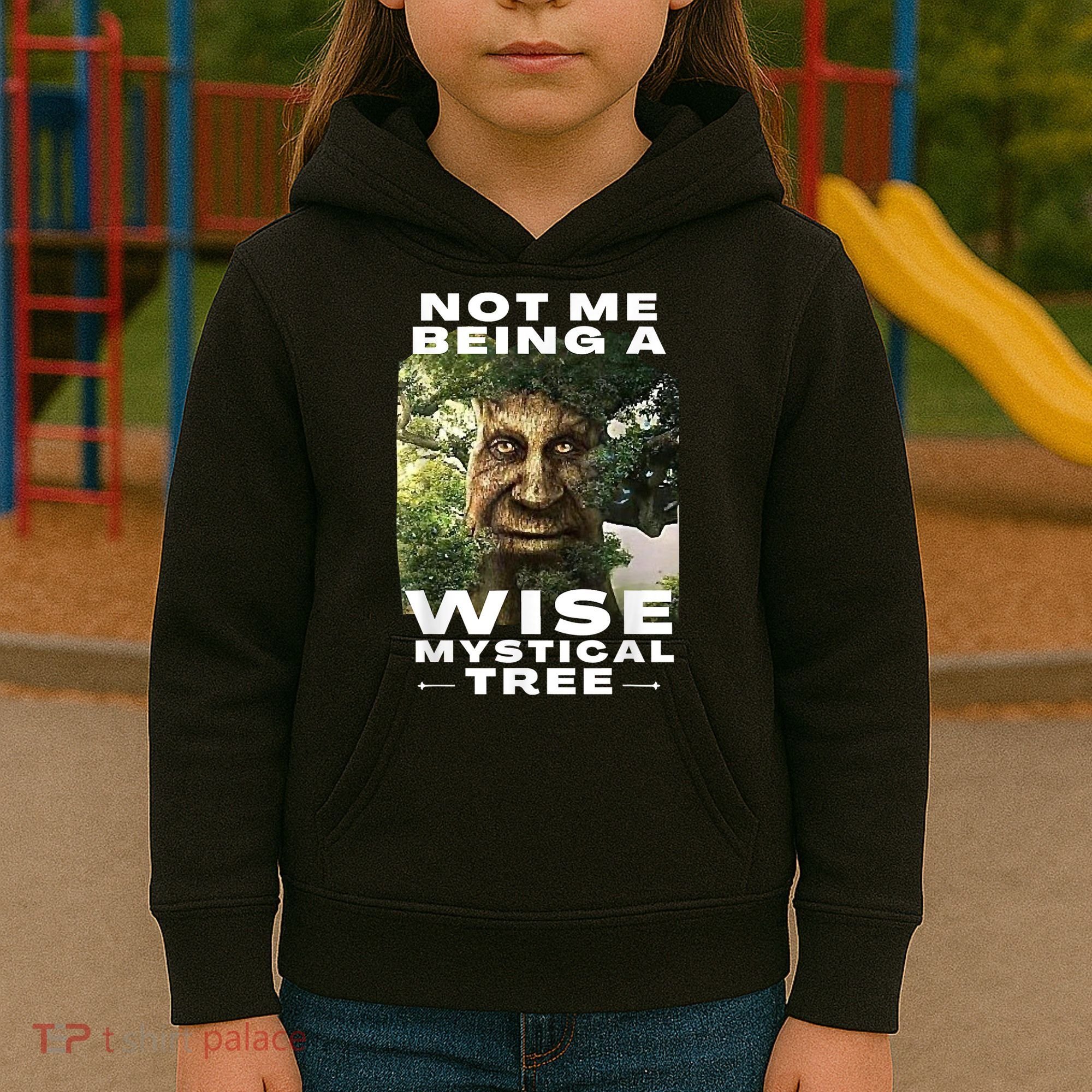 Wise Mystical Tree Face Old Mythical Oak Tree Funny Meme Kids Hoodie