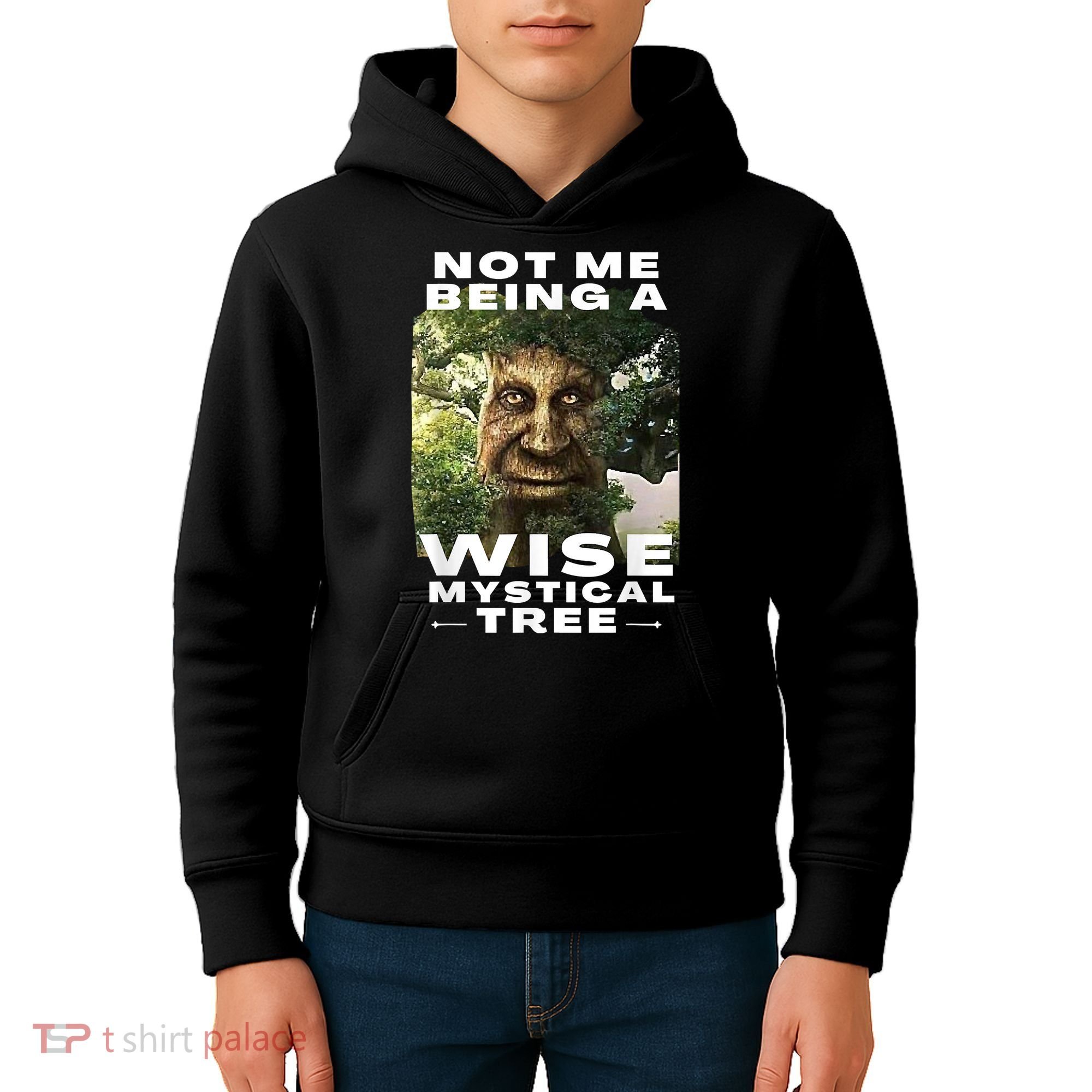 Wise Mystical Tree Face Old Mythical Oak Tree Funny Meme Kids Hoodie