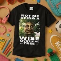 Wise Mystical Tree Face Old Mythical Oak Tree Funny Meme Kids T-Shirt thumb 3