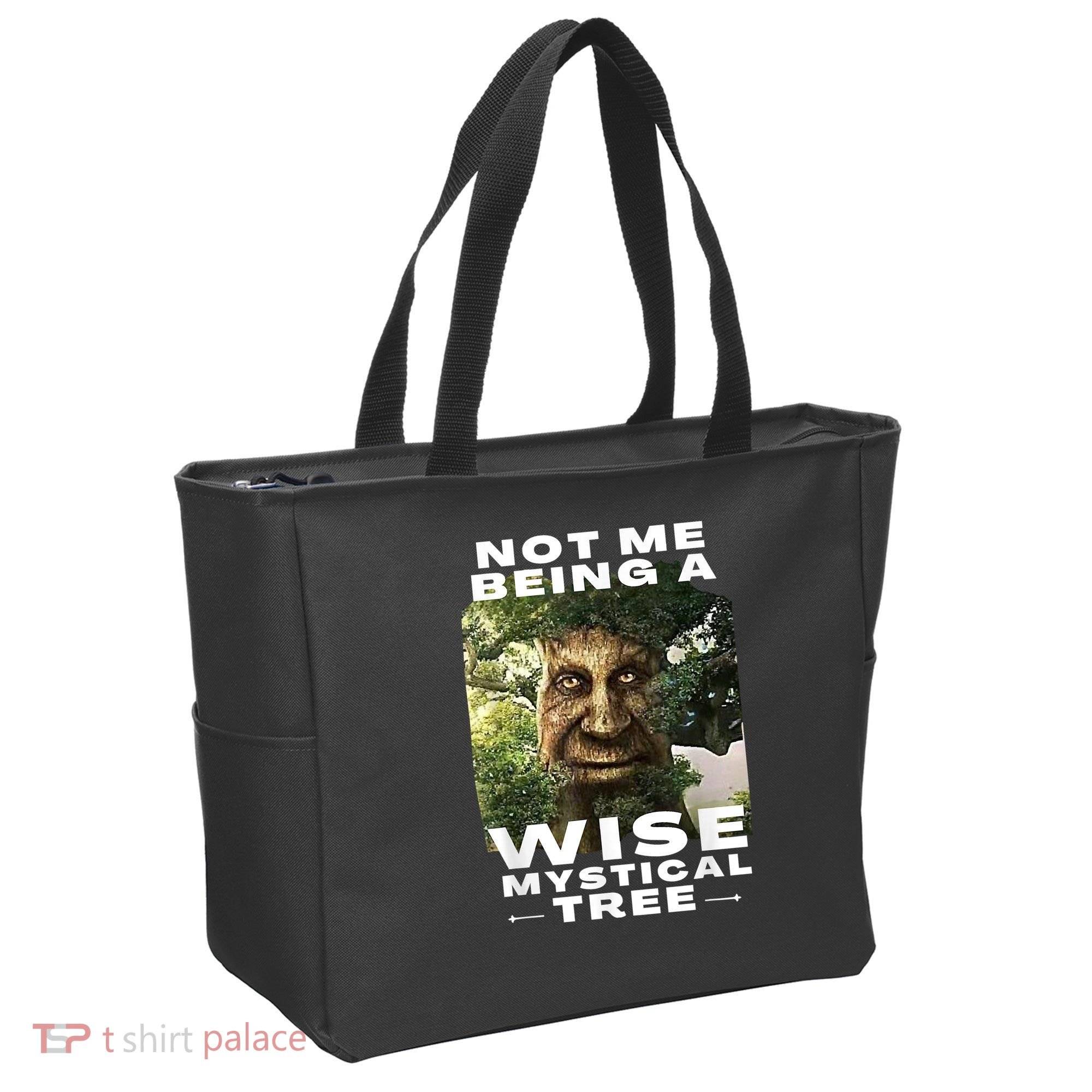 Wise Mystical Tree Face Old Mythical Oak Tree Funny Meme Tote Bag