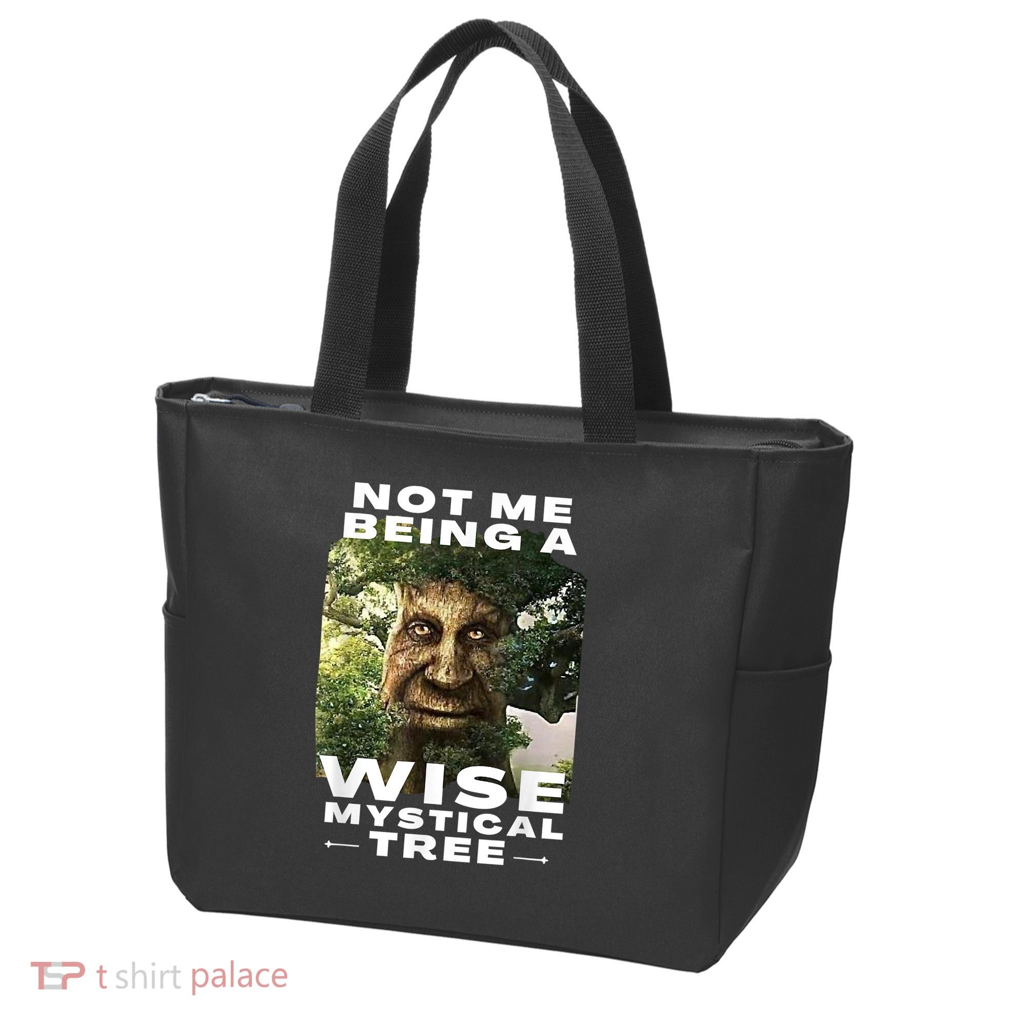 Wise Mystical Tree Face Old Mythical Oak Tree Funny Meme Tote Bag