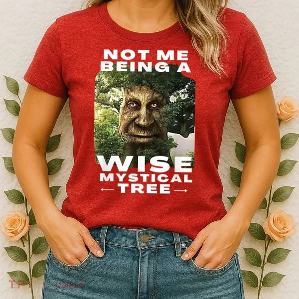 Wise Mystical Tree Face Old Mythical Oak Tree Funny Meme Women's T-Shirt