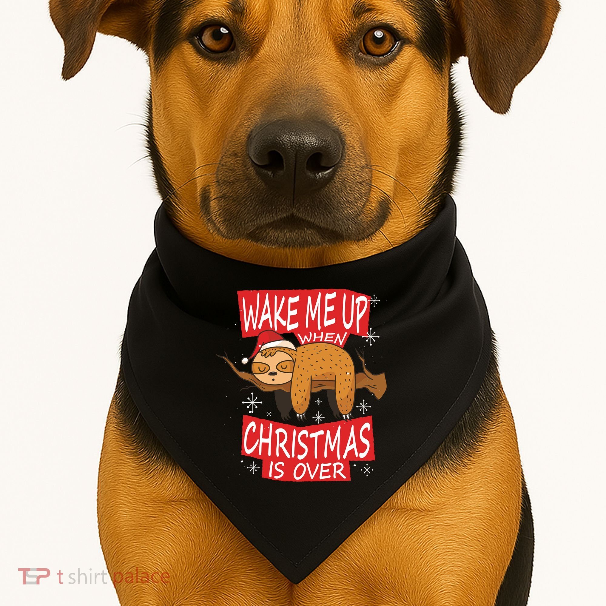 Wake Me Up When Xmas Is Over Sloth Costume Anti Christmas Meaningful Gift USA-Made Doggie Bandana