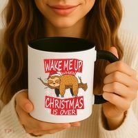 Wake Me Up When Xmas Is Over Sloth Costume Anti Christmas Meaningful Gift Coffee Mug thumb 3