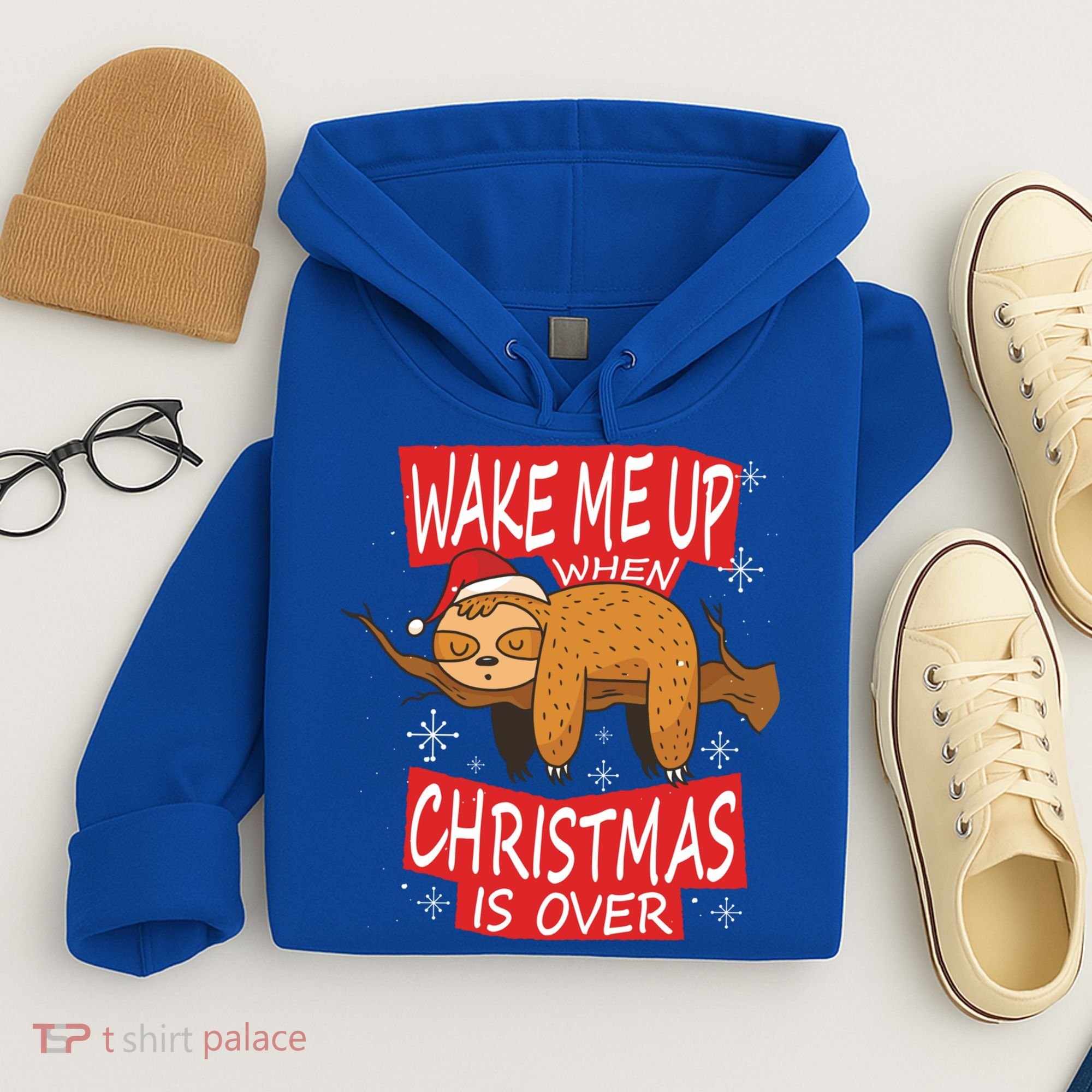 Wake Me Up When Xmas Is Over Sloth Costume Anti Christmas Meaningful Gift Hoodie