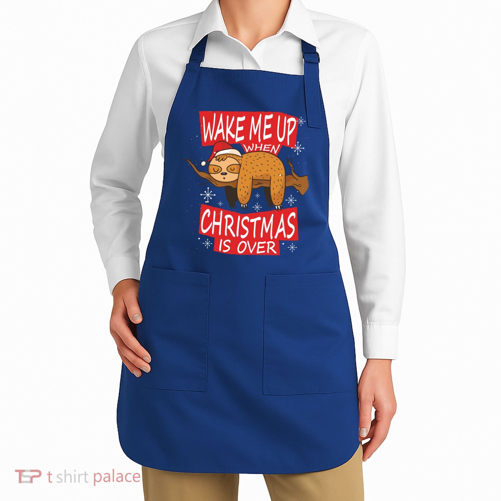 Wake Me Up When Xmas Is Over Sloth Costume Anti Christmas Meaningful Gift Apron