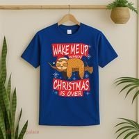 Wake Me Up When Xmas Is Over Sloth Costume Anti Christmas Meaningful Gift T-Shirt thumb 2