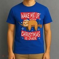 Wake Me Up When Xmas Is Over Sloth Costume Anti Christmas Meaningful Gift T-Shirt thumb 3