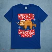 Wake Me Up When Xmas Is Over Sloth Costume Anti Christmas Meaningful Gift T-Shirt thumb 5