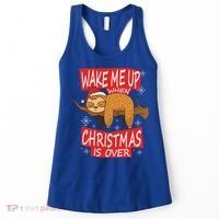 Wake Me Up When Xmas Is Over Sloth Costume Anti Christmas Meaningful Gift Women's Tank Top thumb 0