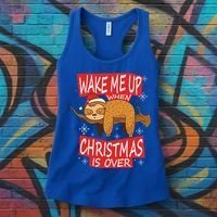 Wake Me Up When Xmas Is Over Sloth Costume Anti Christmas Meaningful Gift Women's Tank Top thumb 3