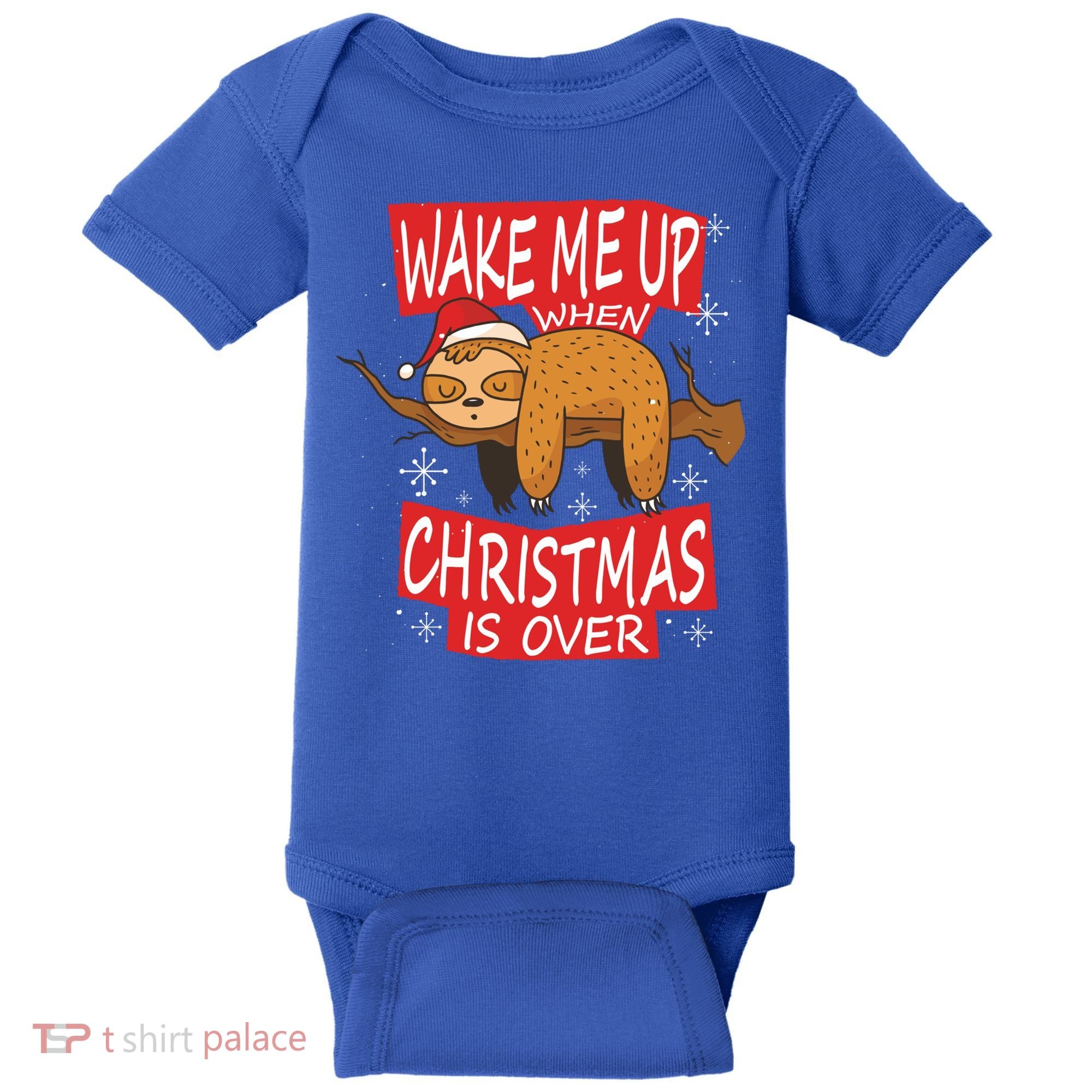 Wake Me Up When Xmas Is Over Sloth Costume Anti Christmas Meaningful Gift Baby Bodysuit