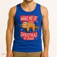 Wake Me Up When Xmas Is Over Sloth Costume Anti Christmas Meaningful Gift Tank Top thumb 3