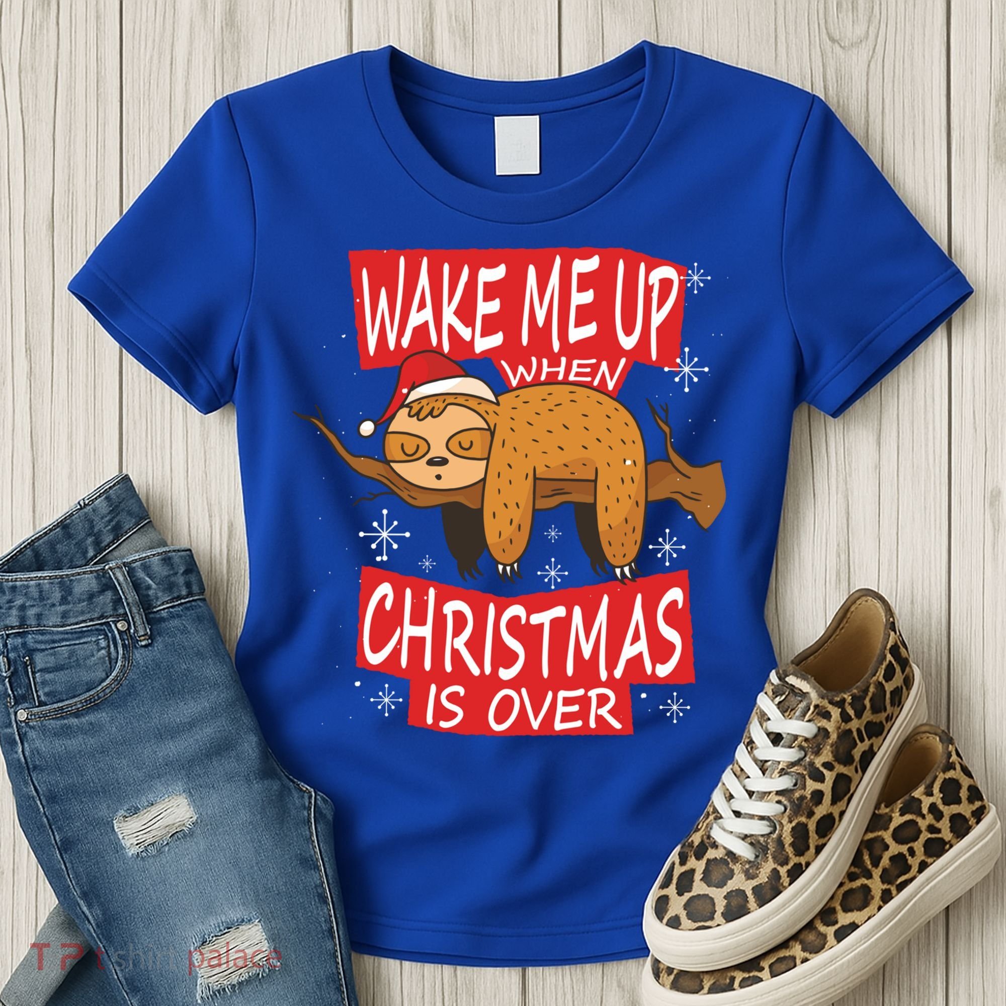 Wake Me Up When Xmas Is Over Sloth Costume Anti Christmas Meaningful Gift Women's T-Shirt