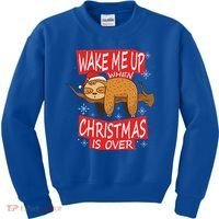 Wake Me Up When Xmas Is Over Sloth Costume Anti Christmas Meaningful Gift Kids Sweatshirt thumb 0