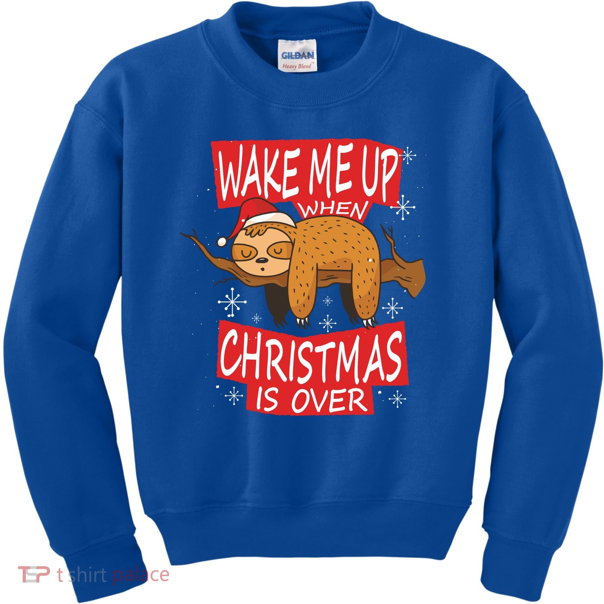 Wake Me Up When Xmas Is Over Sloth Costume Anti Christmas Meaningful Gift Kids Sweatshirt