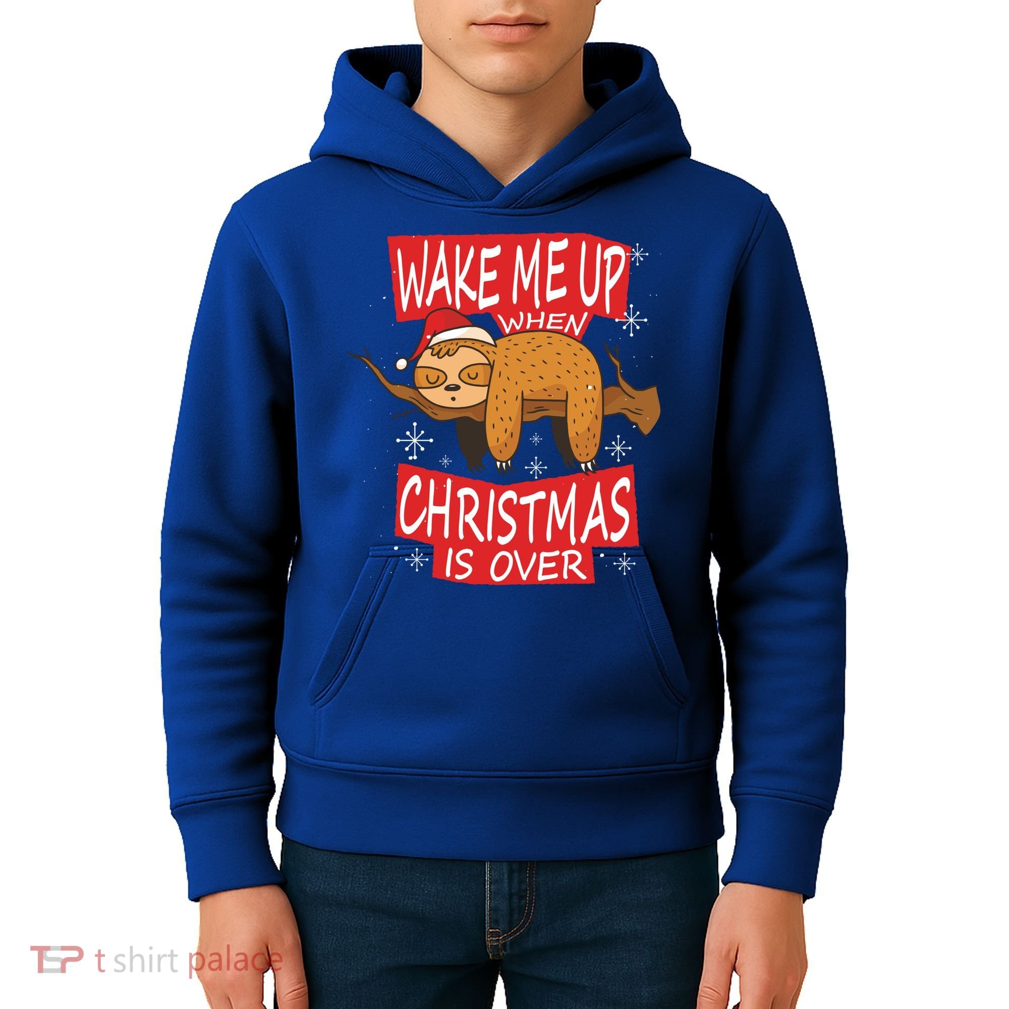 Wake Me Up When Xmas Is Over Sloth Costume Anti Christmas Meaningful Gift Kids Hoodie