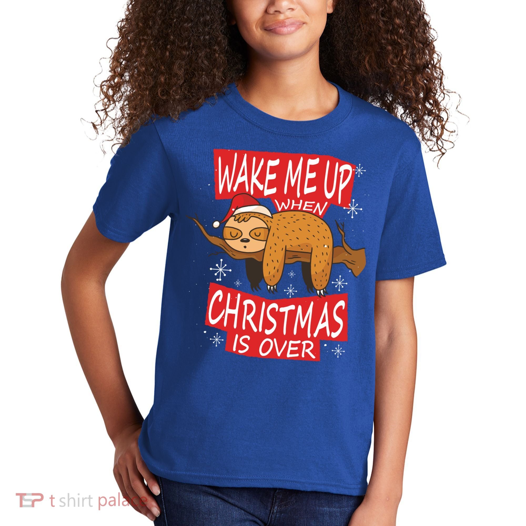 Wake Me Up When Xmas Is Over Sloth Costume Anti Christmas Meaningful Gift Kids T-Shirt